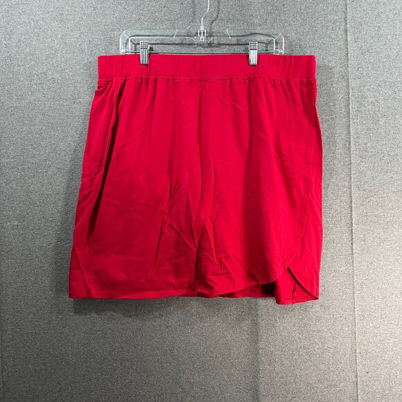 Belle by Kim Gravel TripleLuxe_Knit Tulip Hem Skort Americana Red, Size 1X - Picture 1 of 7